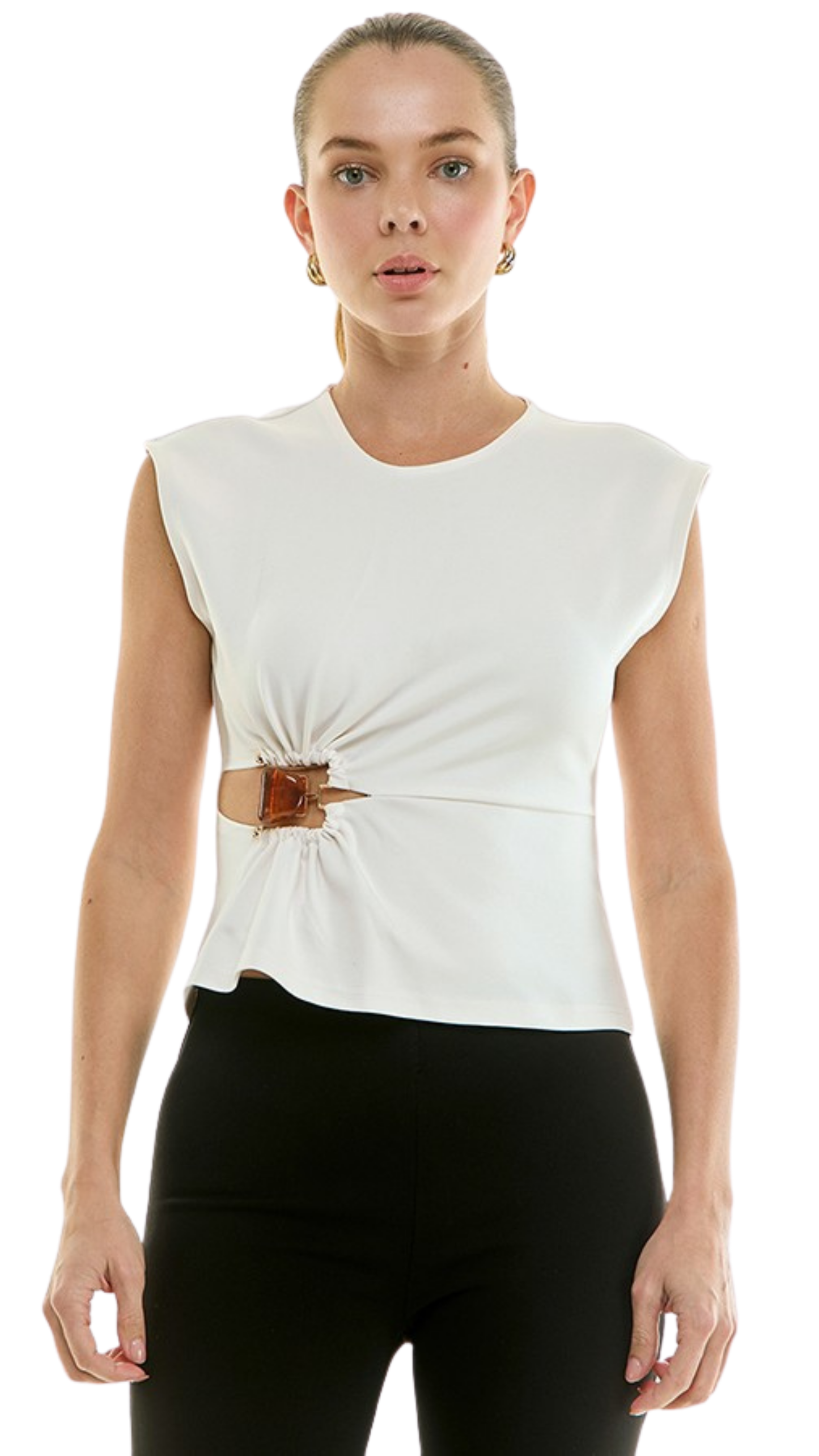 Avery Buckle Top-Cream