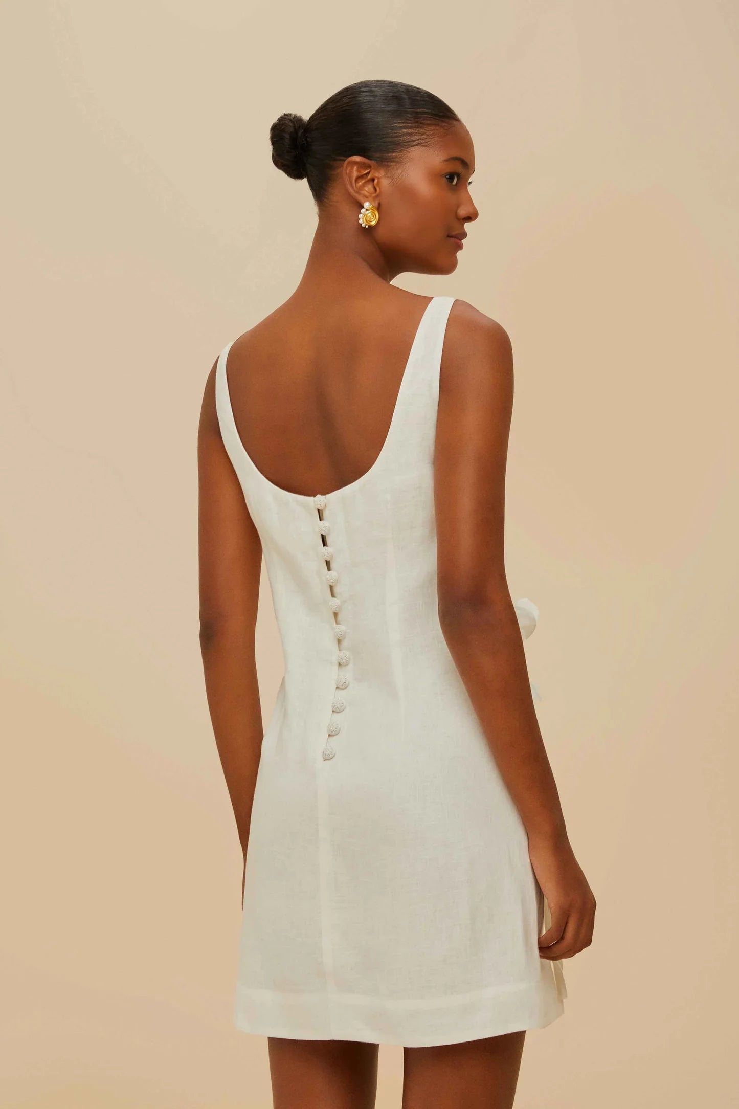 Off-White Sleeveless Linen Mini Dress