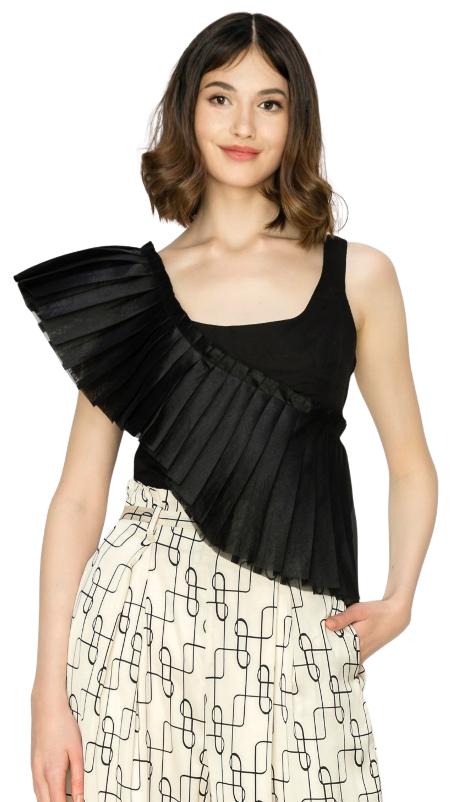 Midnight Pleated Statement Top