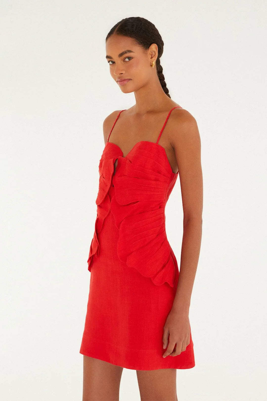 Red 3d Flower Mini Dress