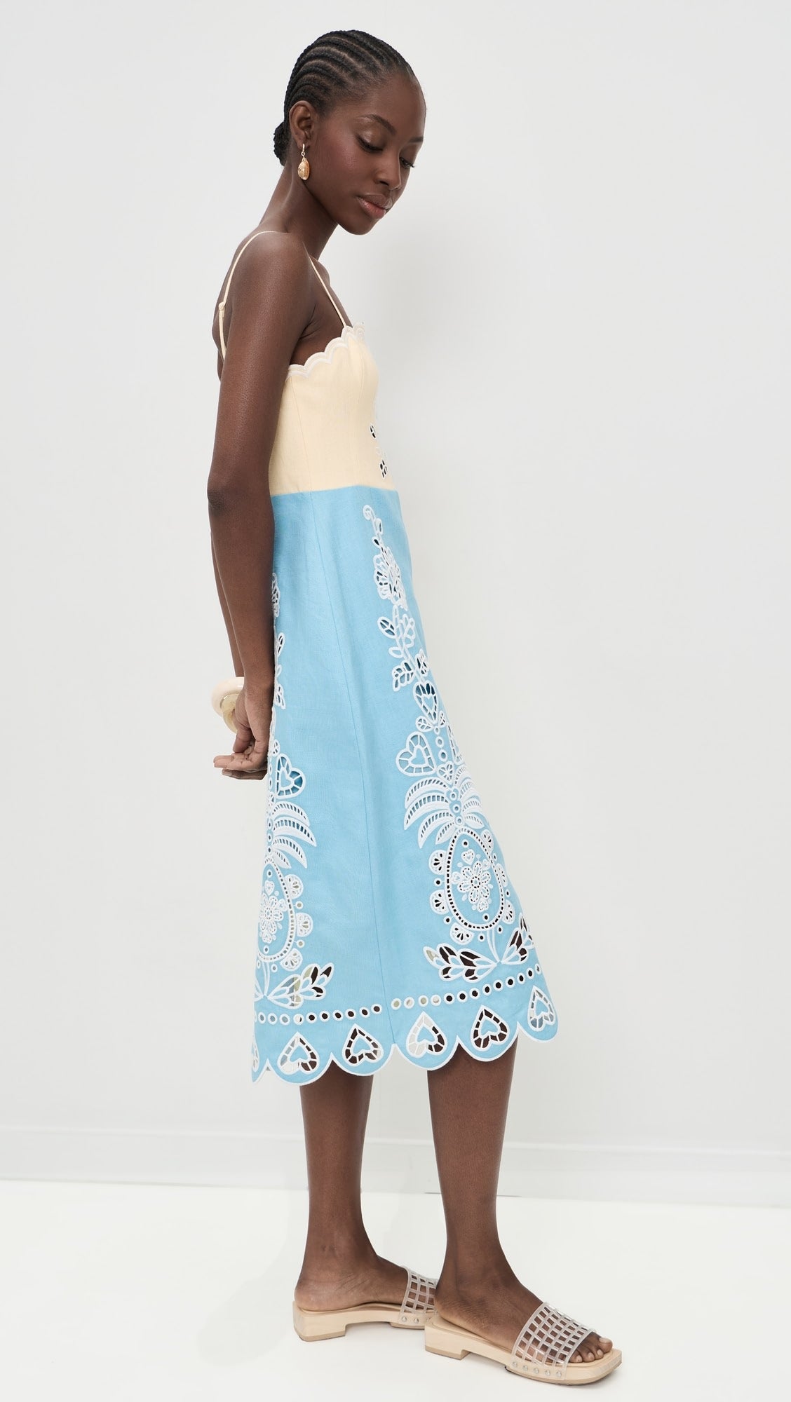 Multicolor Embroidered Midi Dress