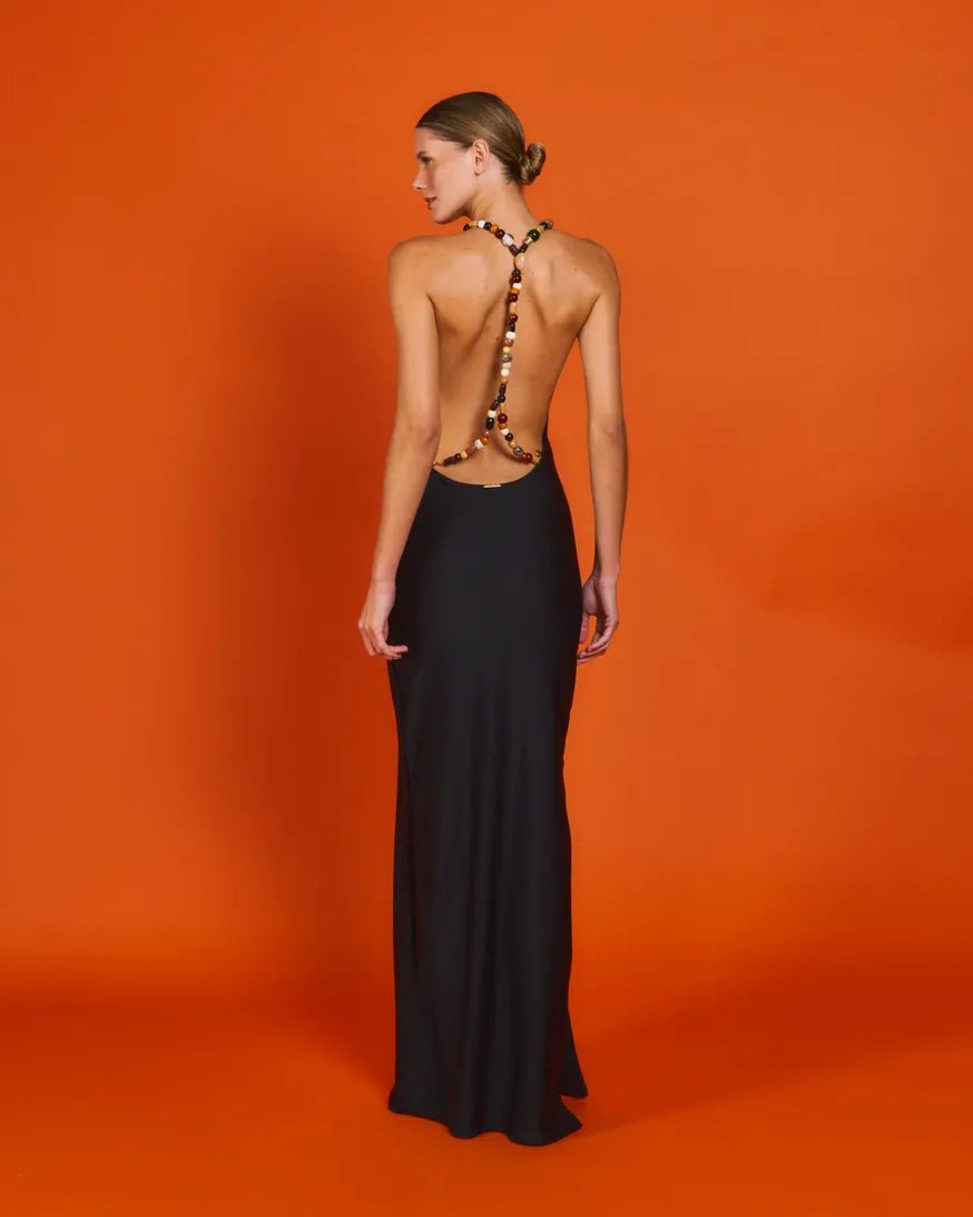Dunas Multicolor Lycra Black Dress