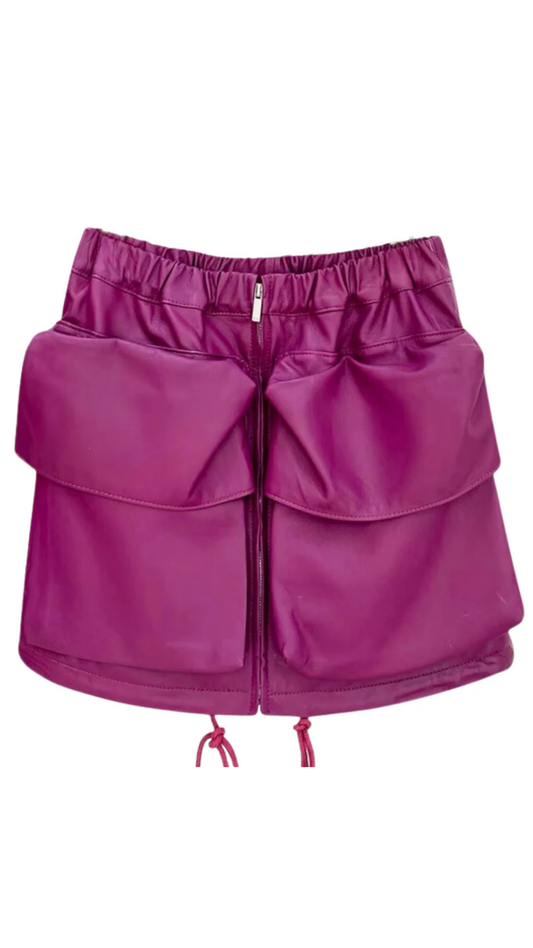 Amethyst Leather Skirt- purple