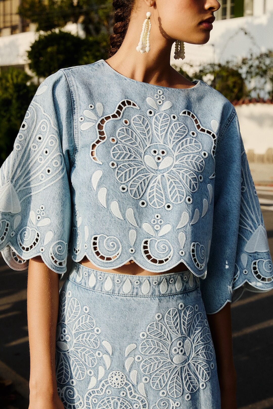 Denim Richelieu Kimono Sleeves Set