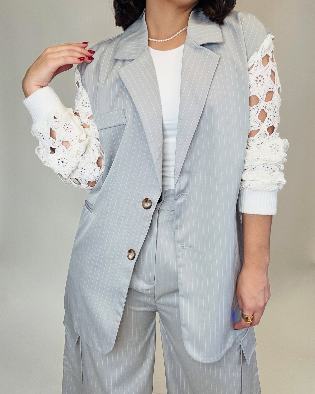 Noelle Crochet Sleeve Blazer