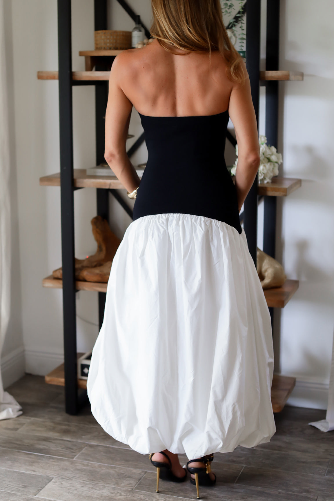 Monochrome Bubble Midi Dress