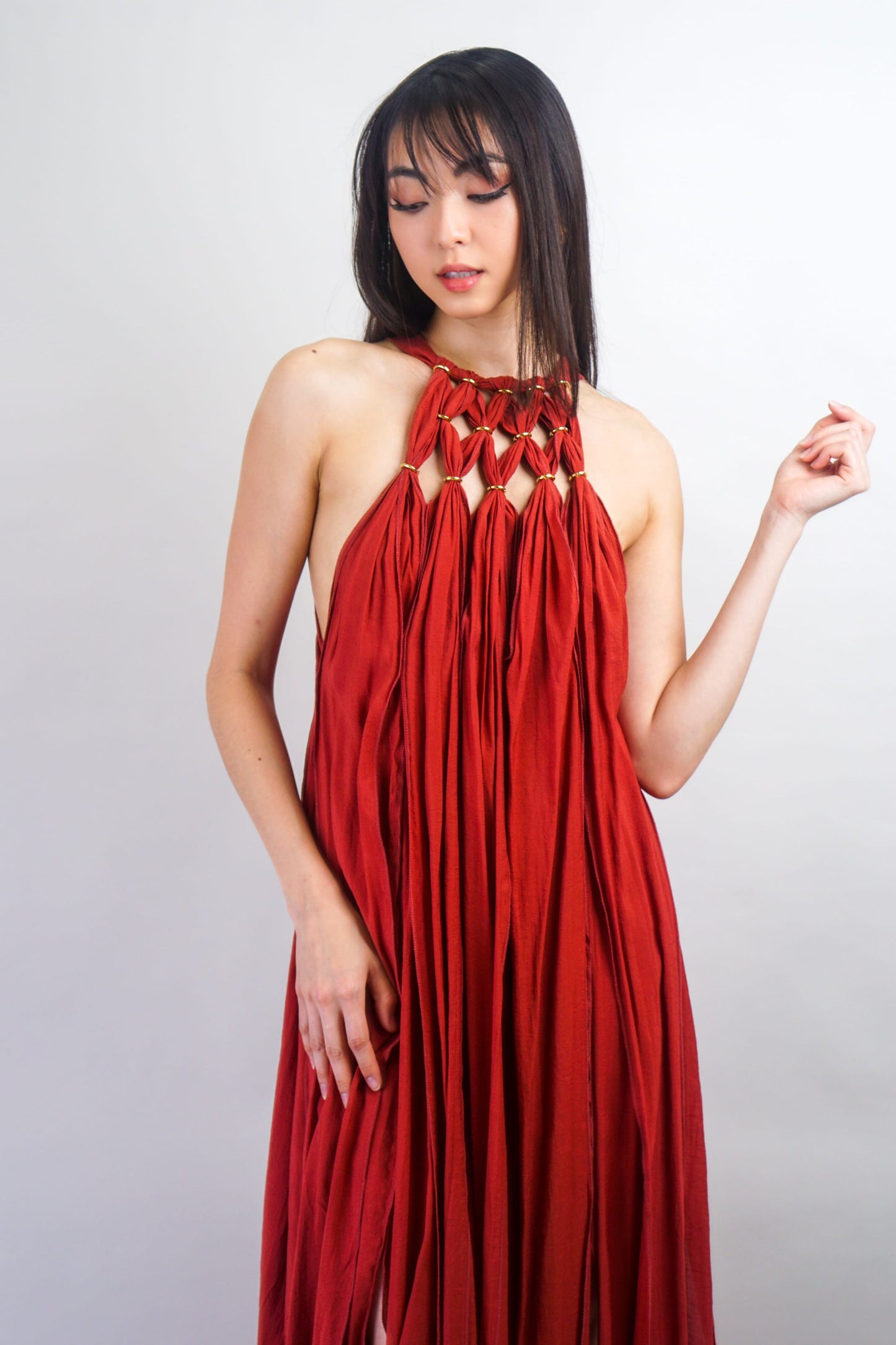 Scarlet Cascade Gown