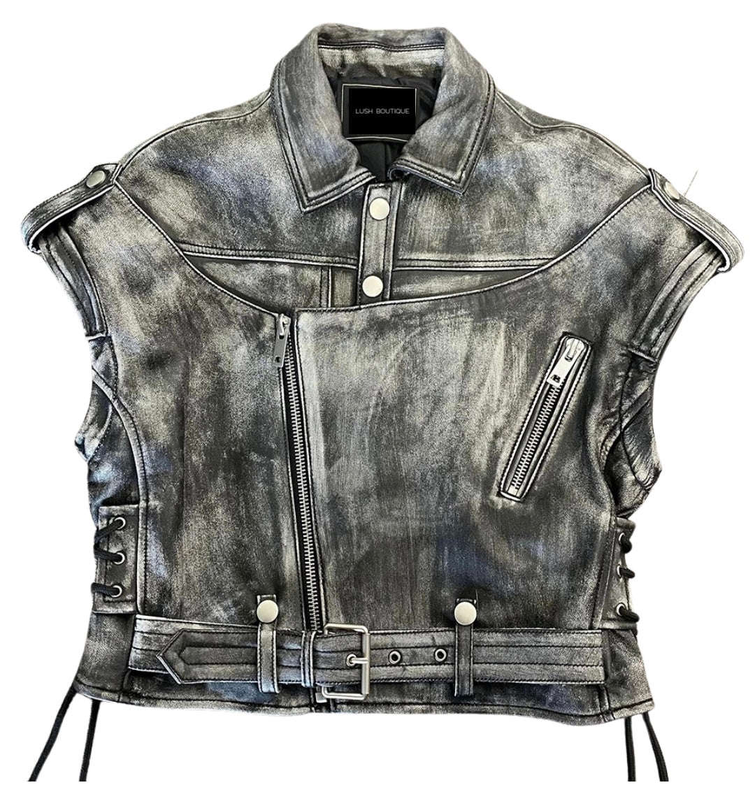 Jackie distressed leather jacket