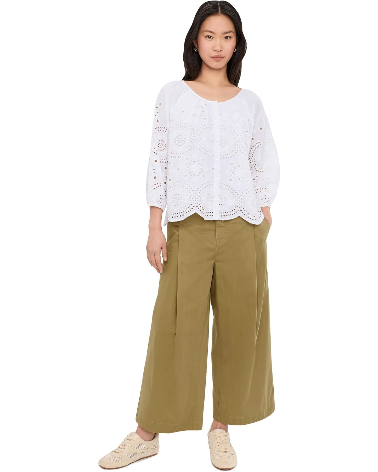 Silverlake Wide-Leg Chino Trousers-Dill Seed