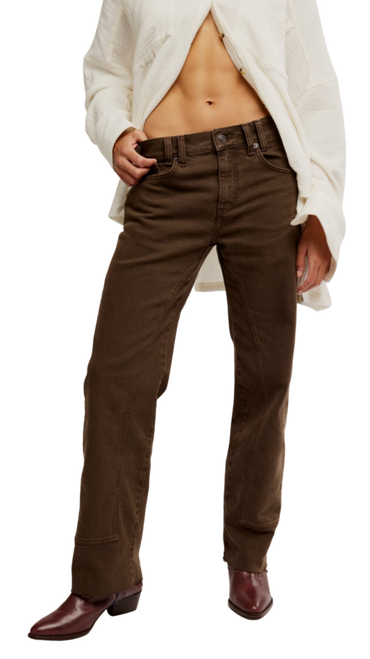 RISK TAKER MID-RISE STRAIGHT JEANS - WORKWEAR BROWN