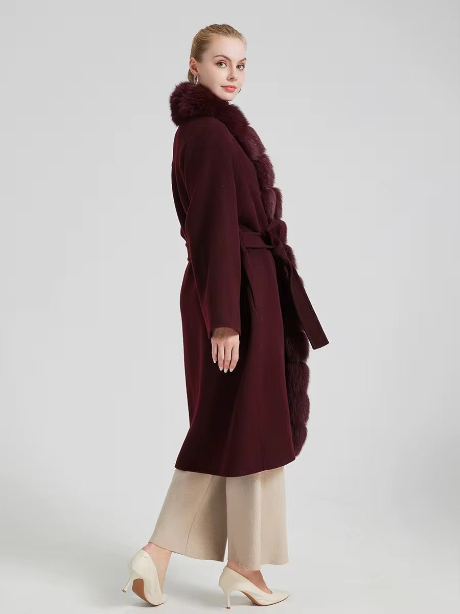 The Opulent Fox Fur Coat in Burgundy