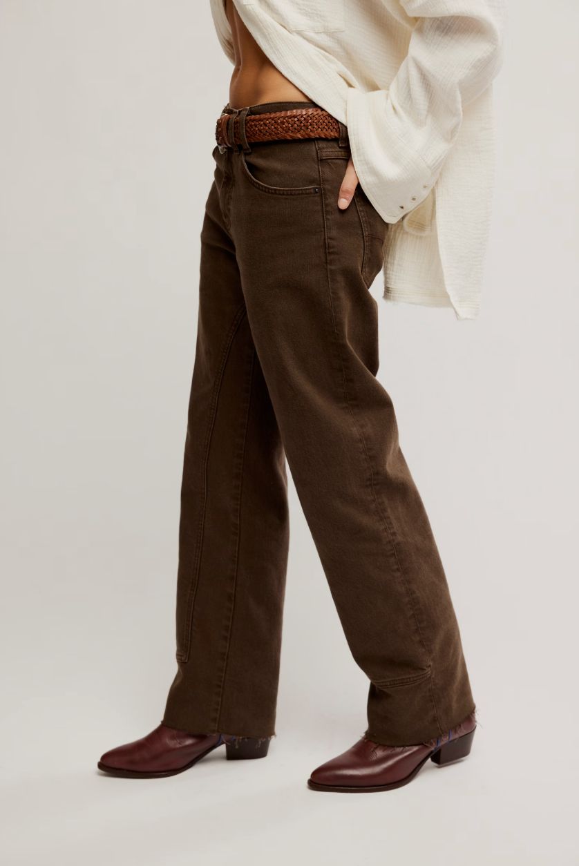 RISK TAKER MID-RISE STRAIGHT JEANS - WORKWEAR BROWN