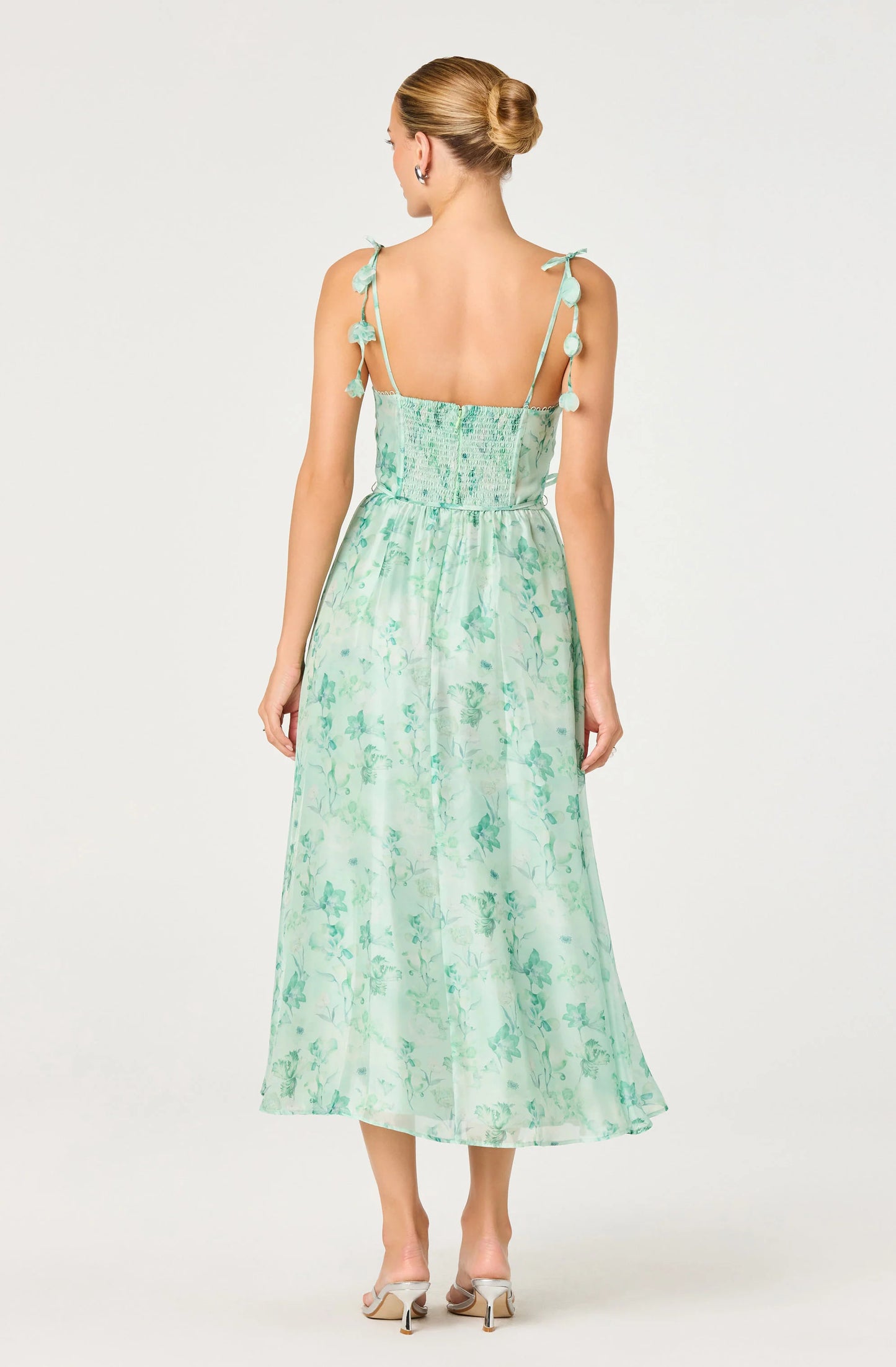 Halcyon Floral 3D Flower Appliqué Midi Dress