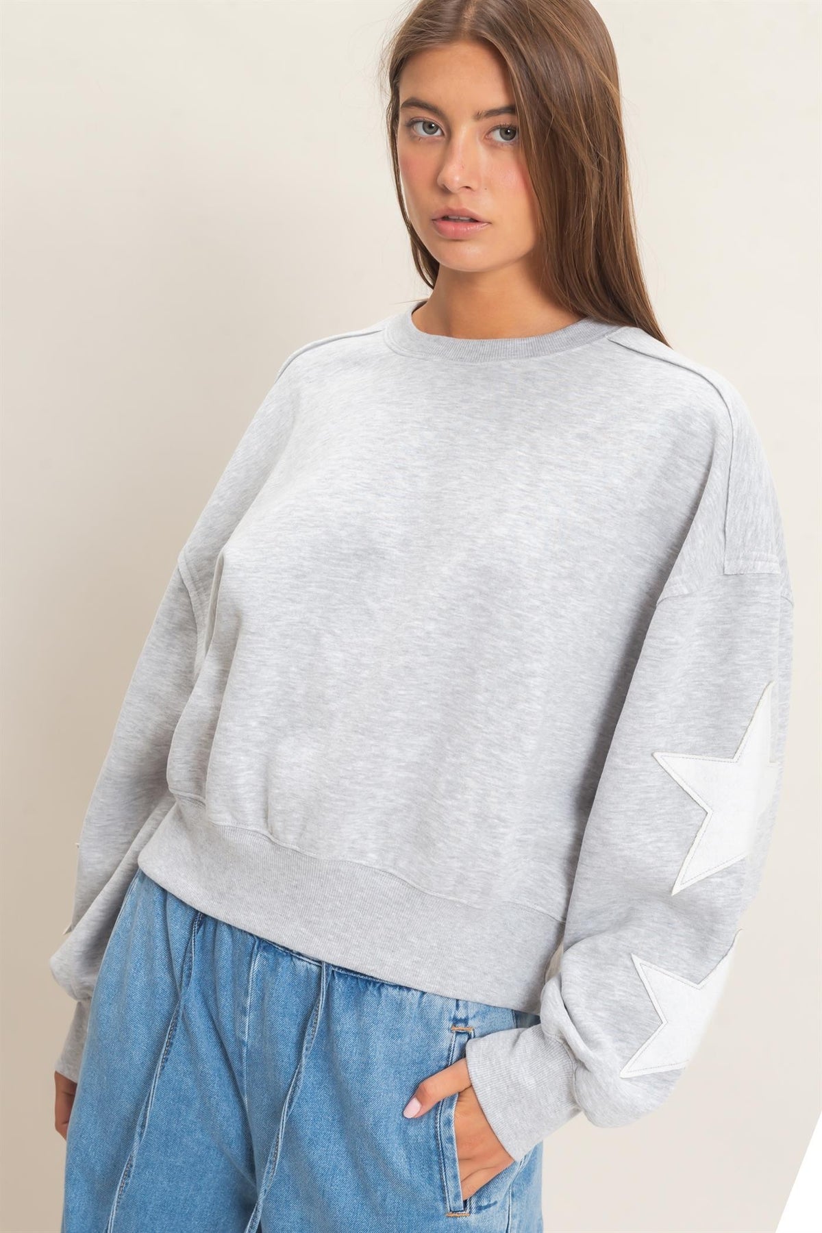 Varsity Star Sweat Set - Heather Gray