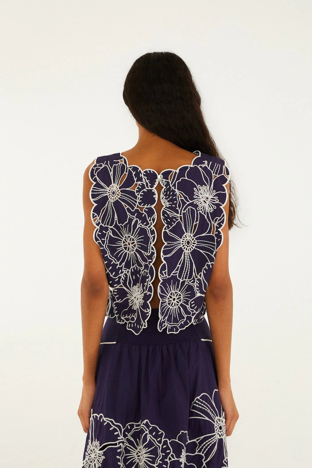 Blue Flowers Richelieu Skirt Set