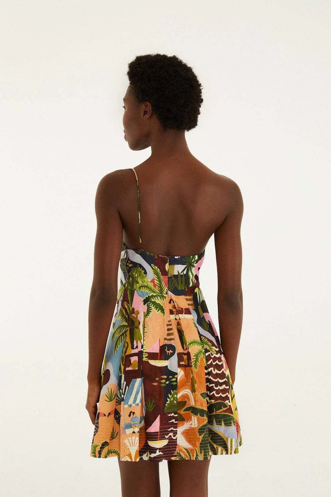 Multicolor Tropical Painting Mini Dress
