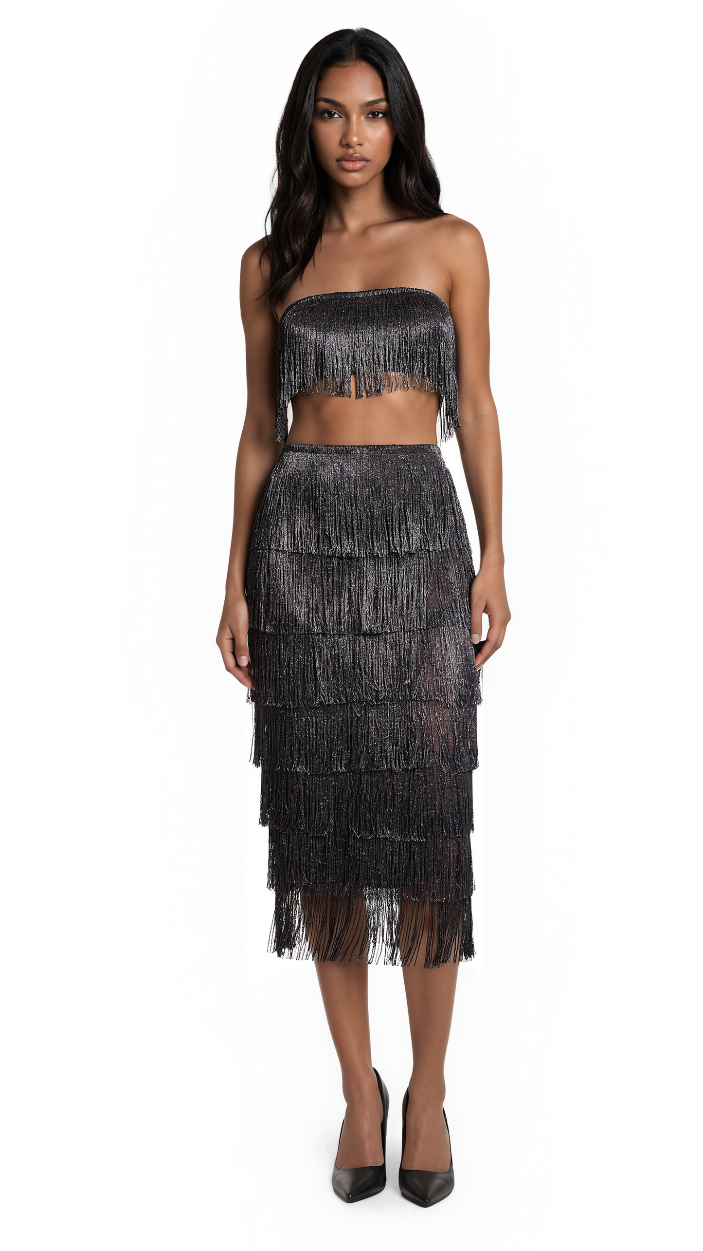 Fringe Two-Piece Set-Midnight