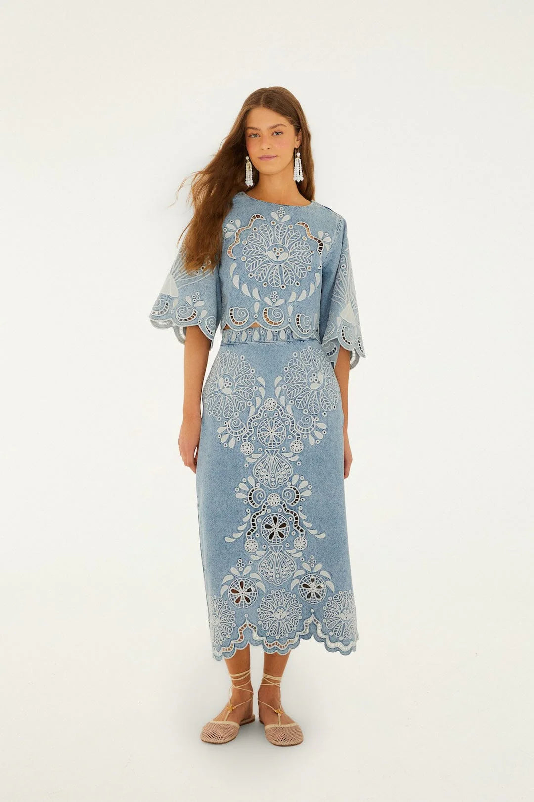 Denim Richelieu Kimono Sleeves Set
