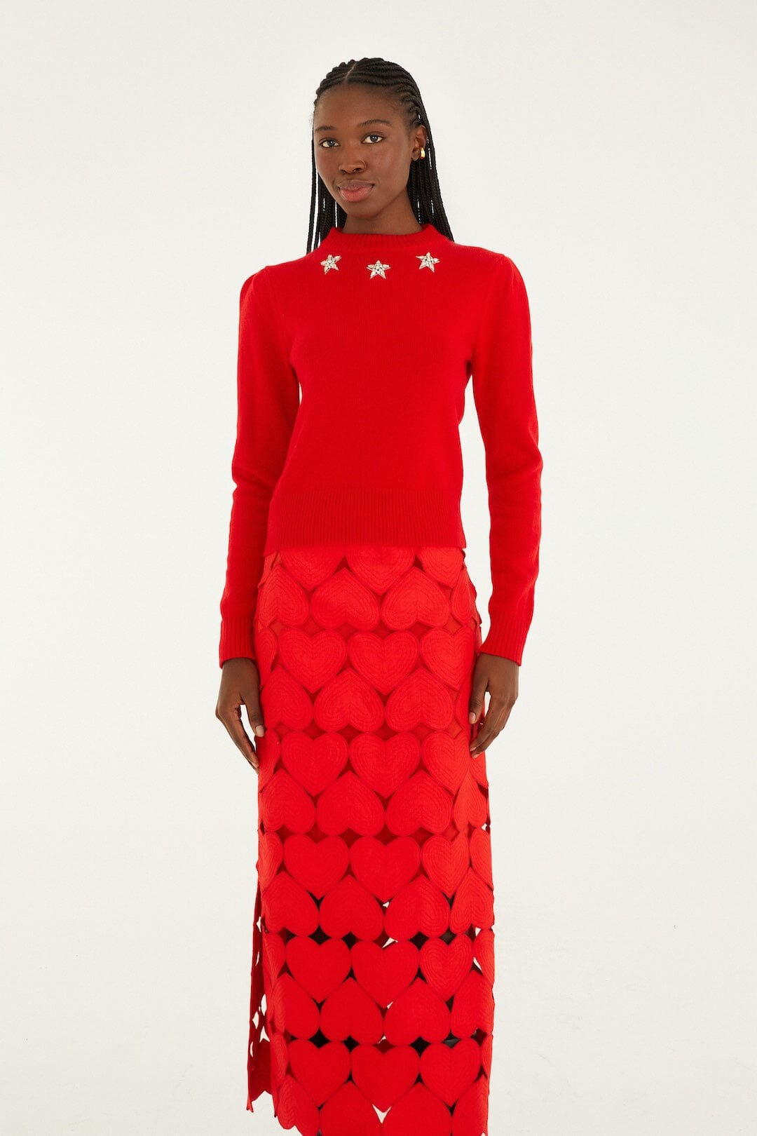Red Hearts Linen Skirt