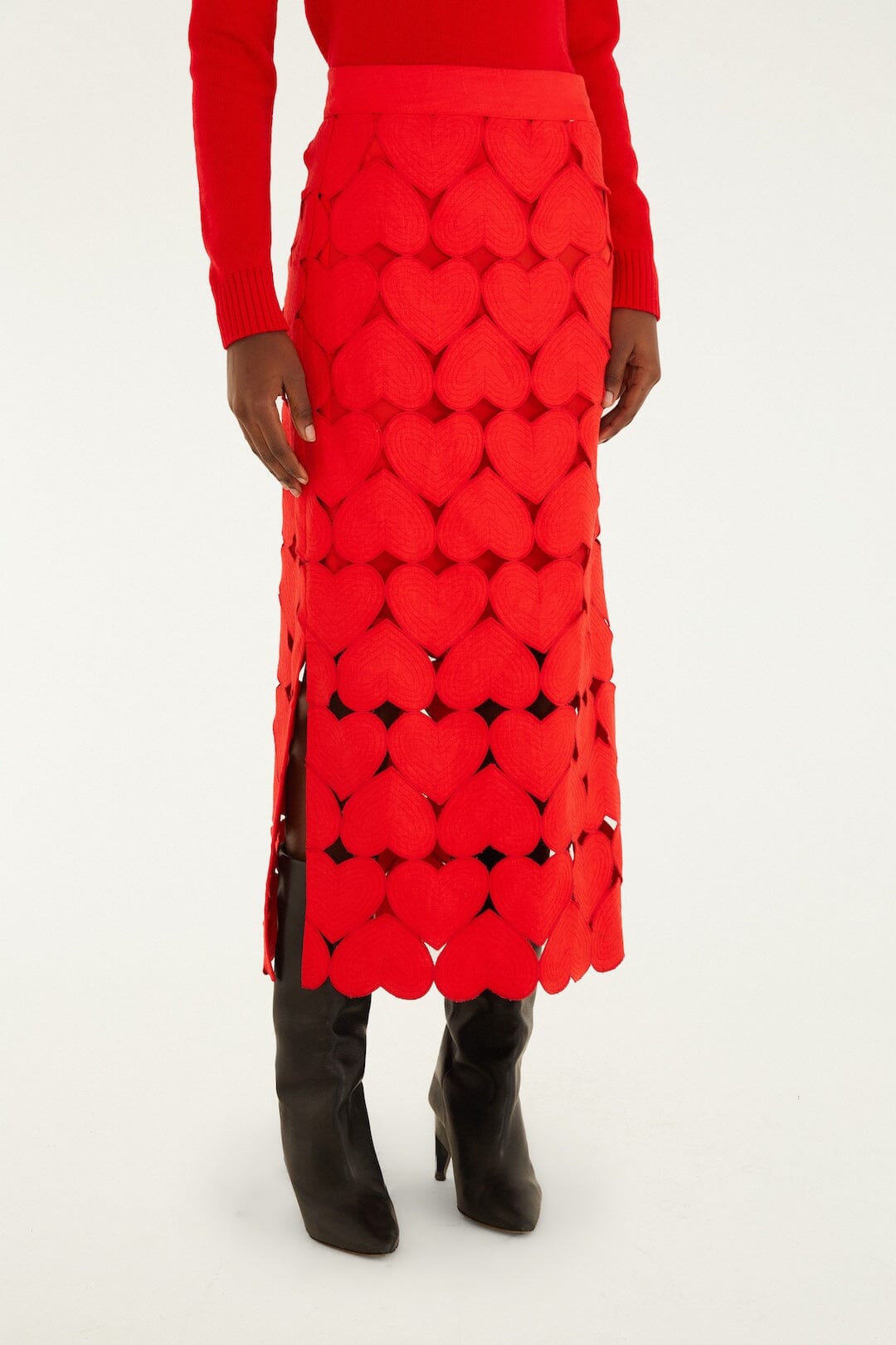 Red Hearts Linen Skirt