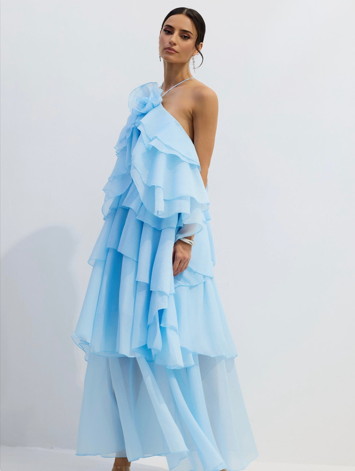 Sky Blossom Tiered Maxi Dress