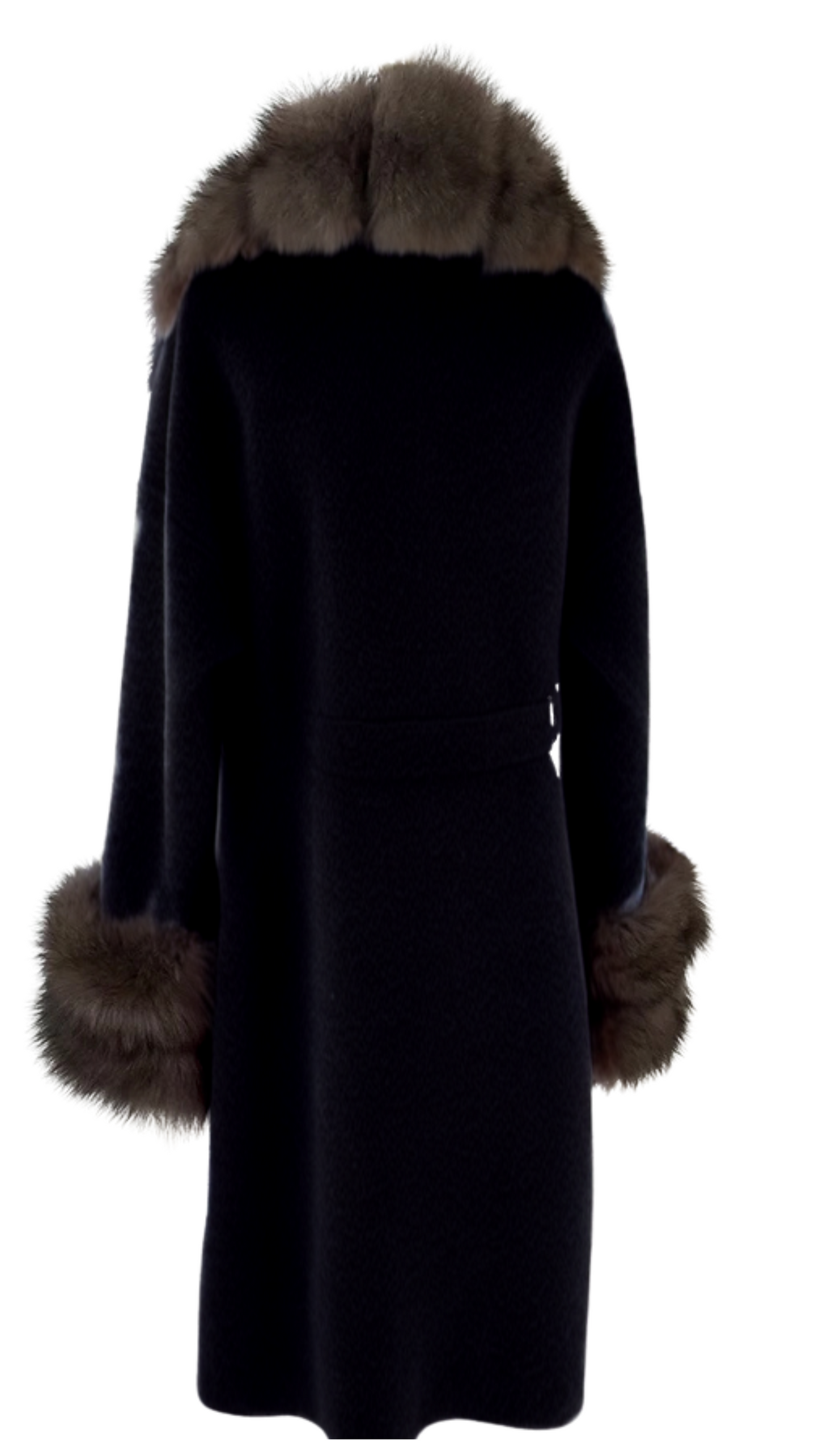 Milan Cashmere coat with brown fur
-Black