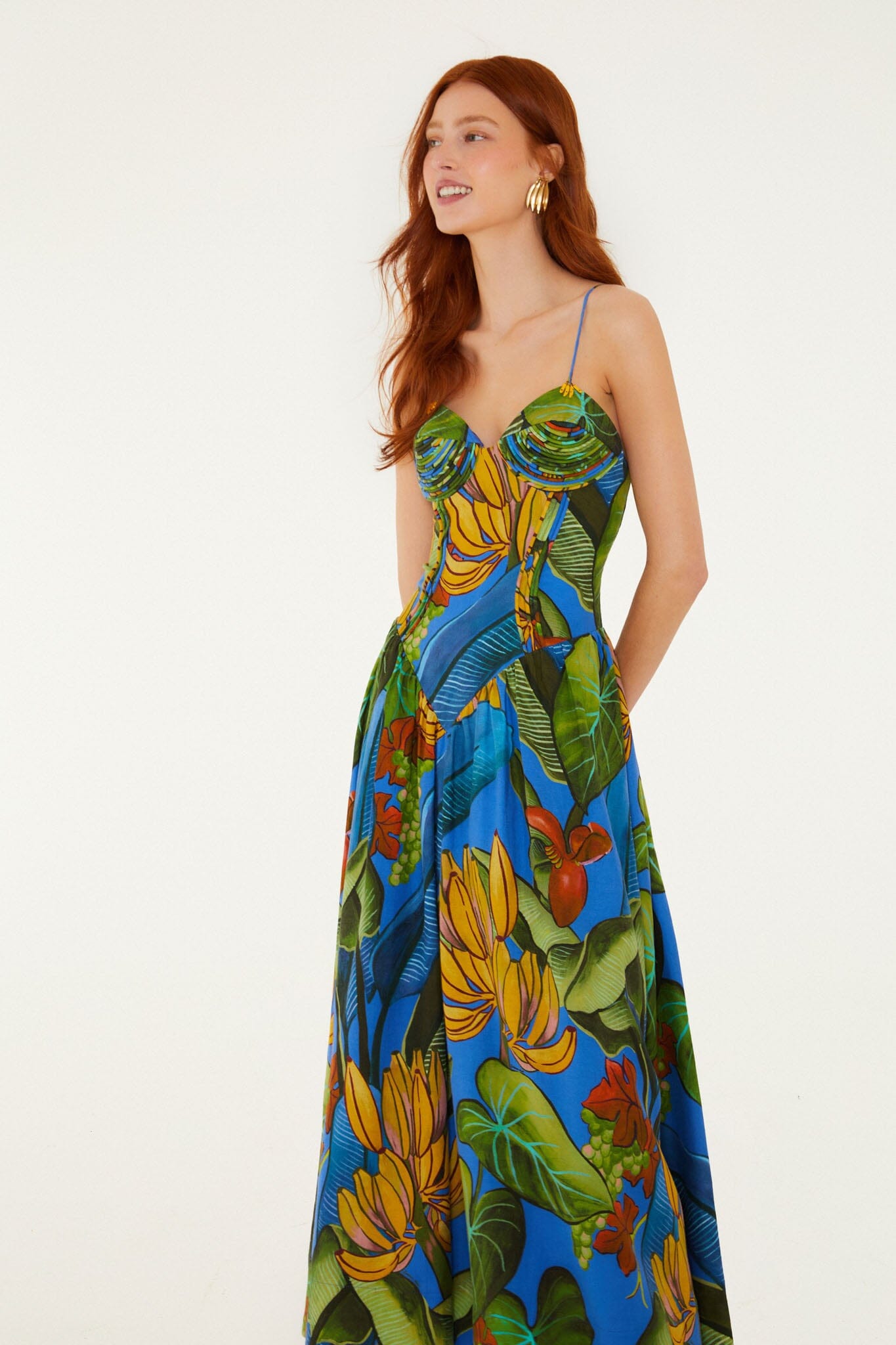 Blue Banana Grapes 3d Bodice Sleeveless Maxi Dress