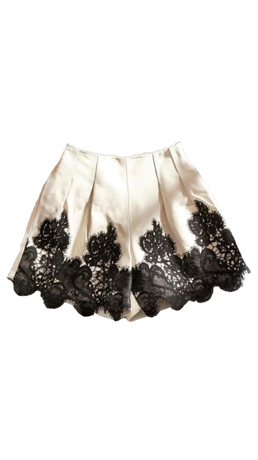 Monica Cream Leather Shorts