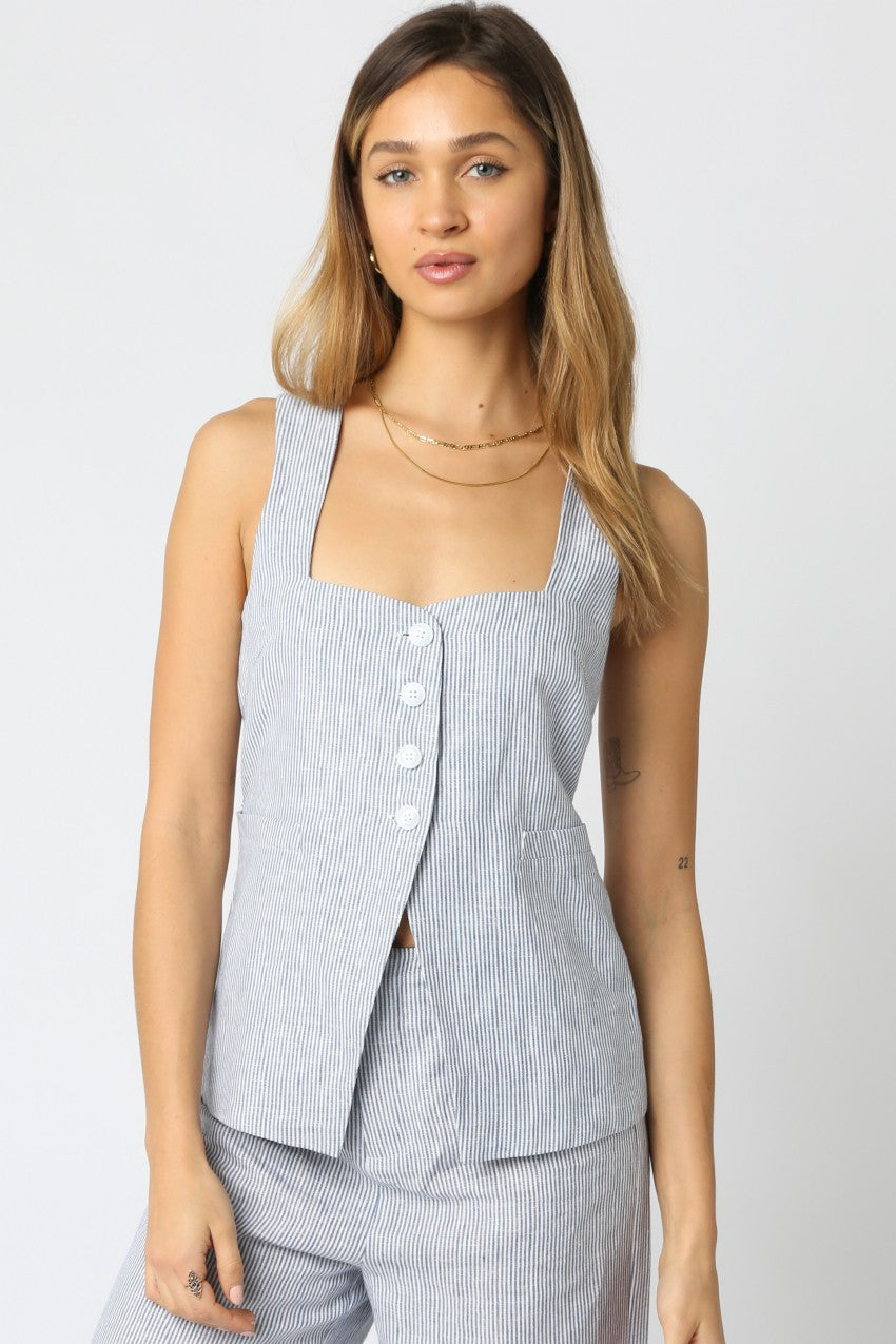 Zuni Linen Pants Set-Blue