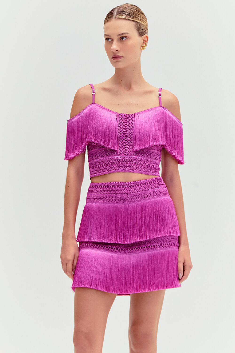 FRINGE MINI SKIRT SET