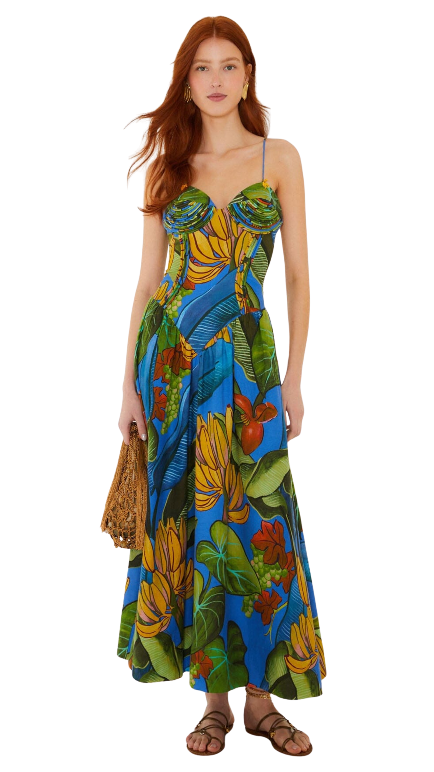 Blue Banana Grapes 3d Bodice Sleeveless Maxi Dress