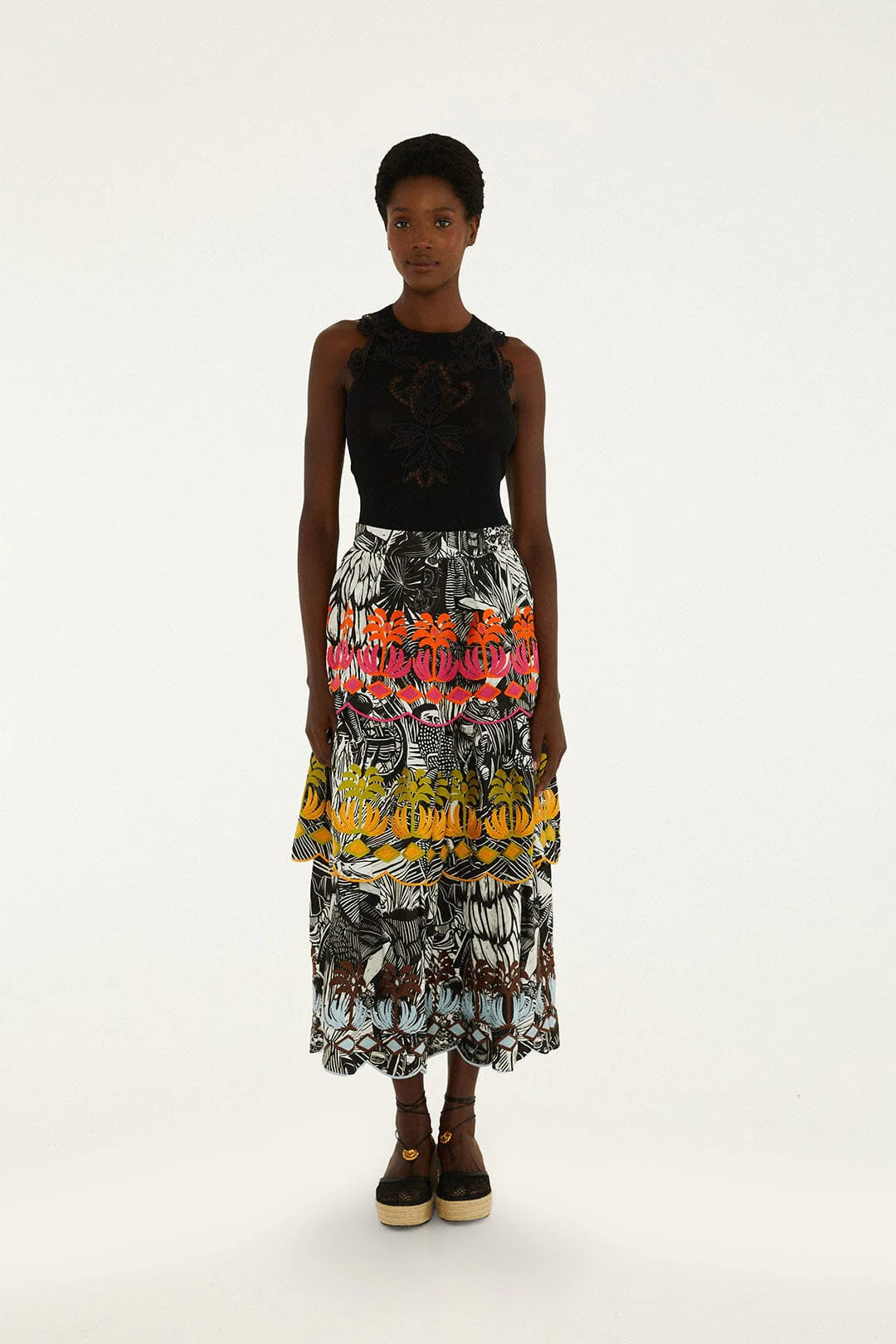 Black Ruta Layered Maxi Skirt
