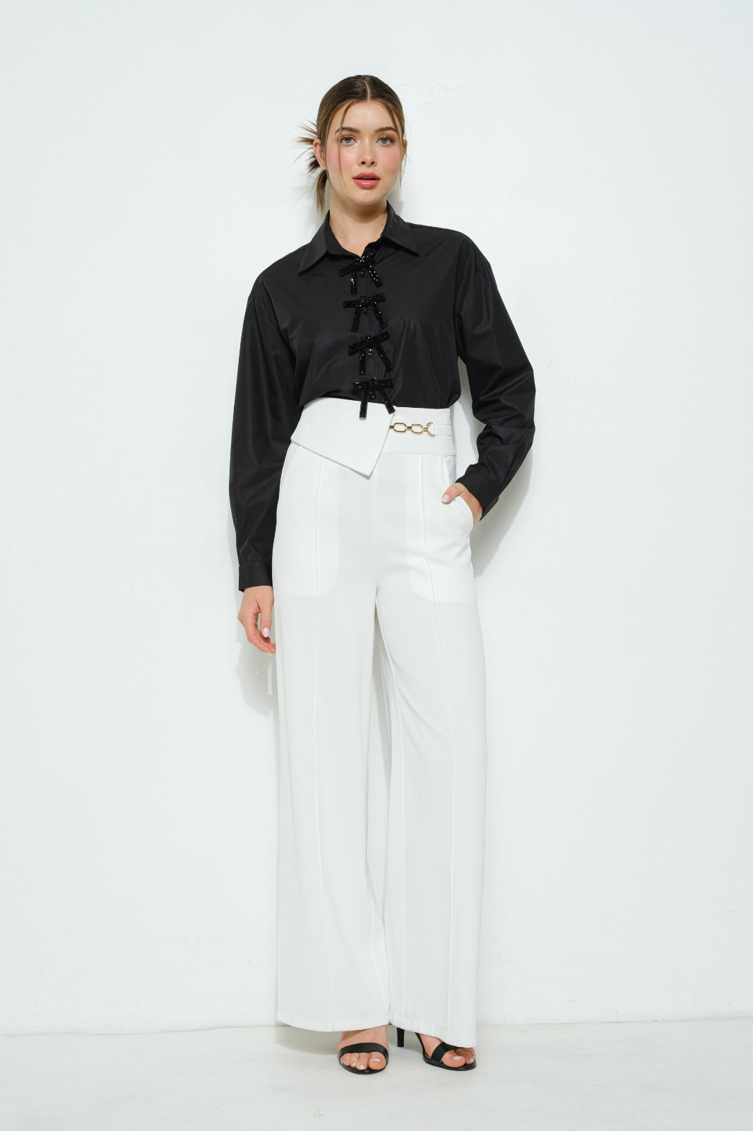 Sparkly Ribbon Shirt-Black