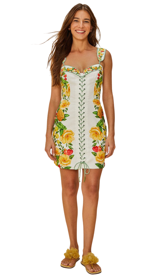 Off-White Picnic Flowers Mini Dress