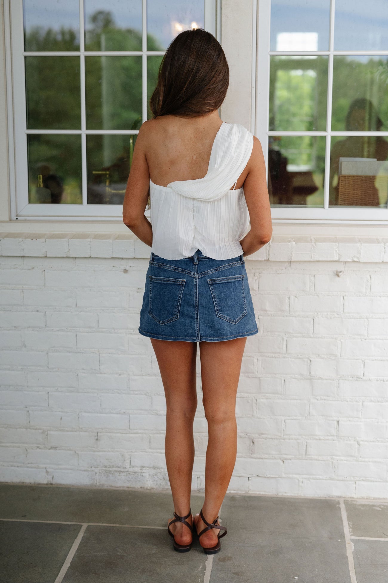 Ivory Pleated Rosette Top