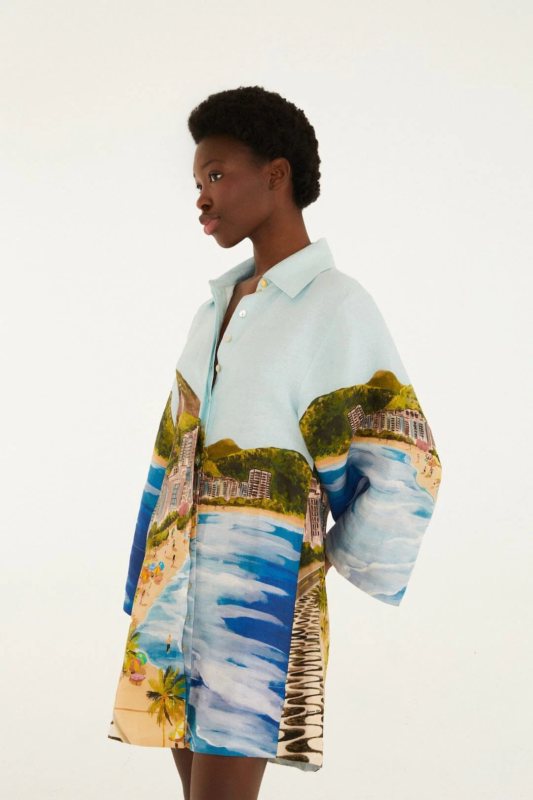 Multicolor Copacabana Beach Long Sleeve Kimono
