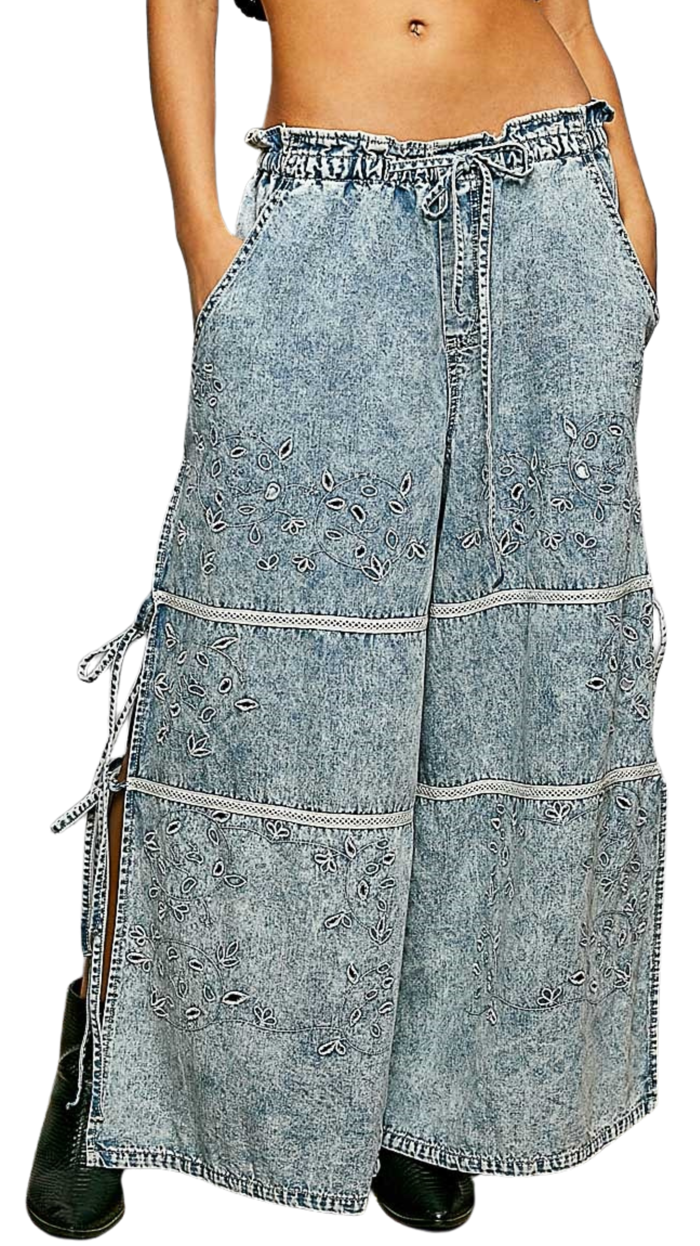 Caspia Embroidered Denim Pants