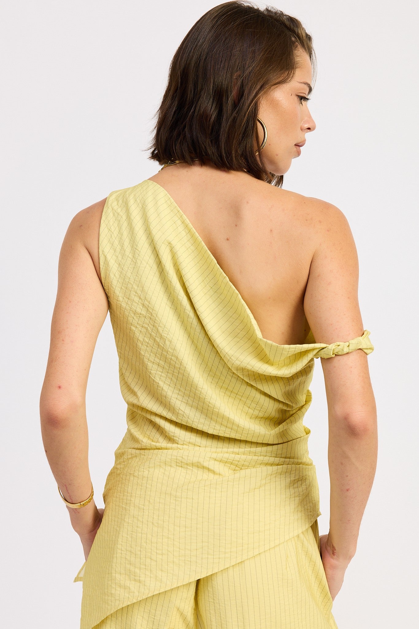 Ribbed One-Shoulder Set – Butter Yellow