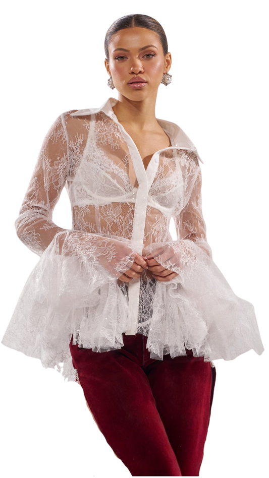 Kinda Lace Shirt-White