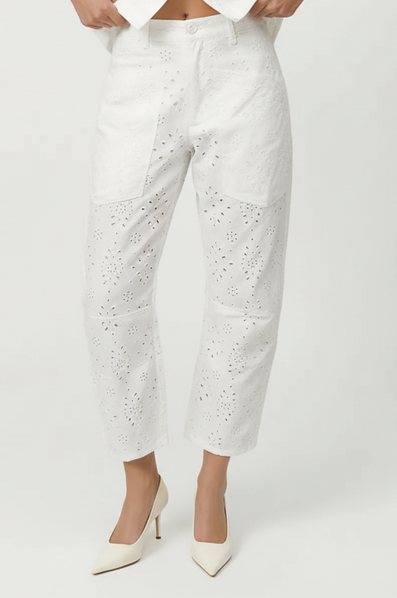 Blanc Broderie Denim Set