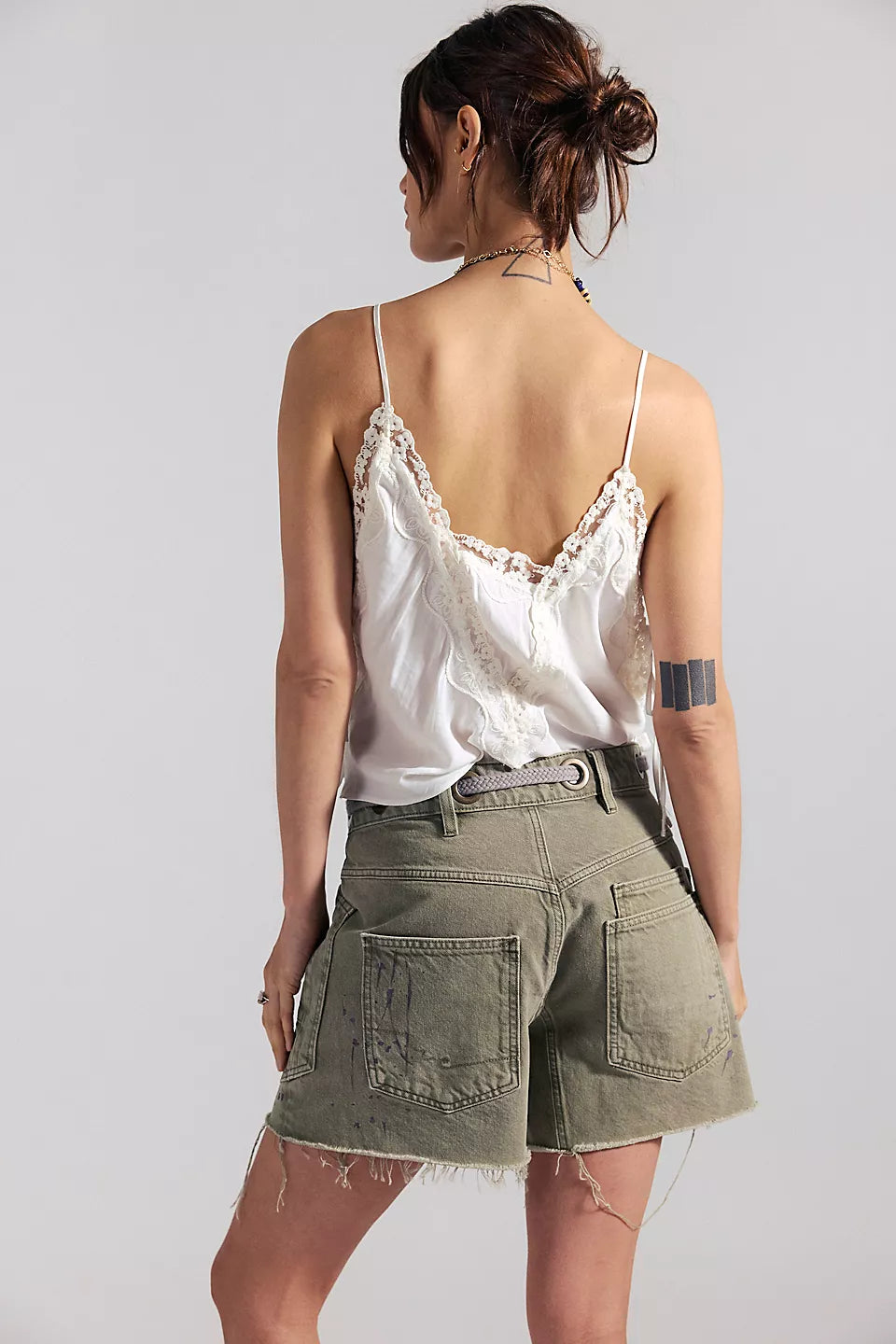 Moxie Barrel Denim Shorts-Fern