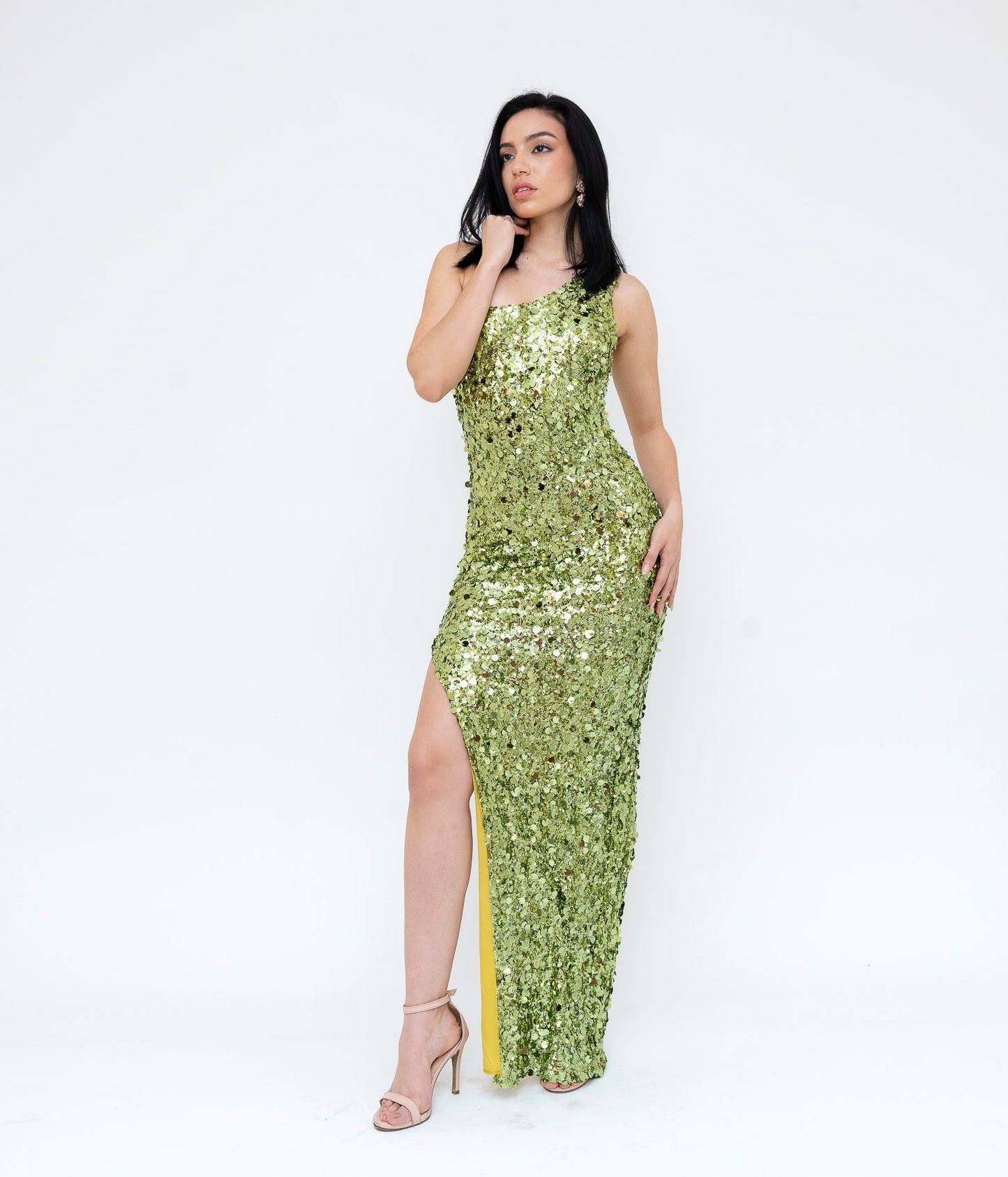 Golden Olive Sequin Gown