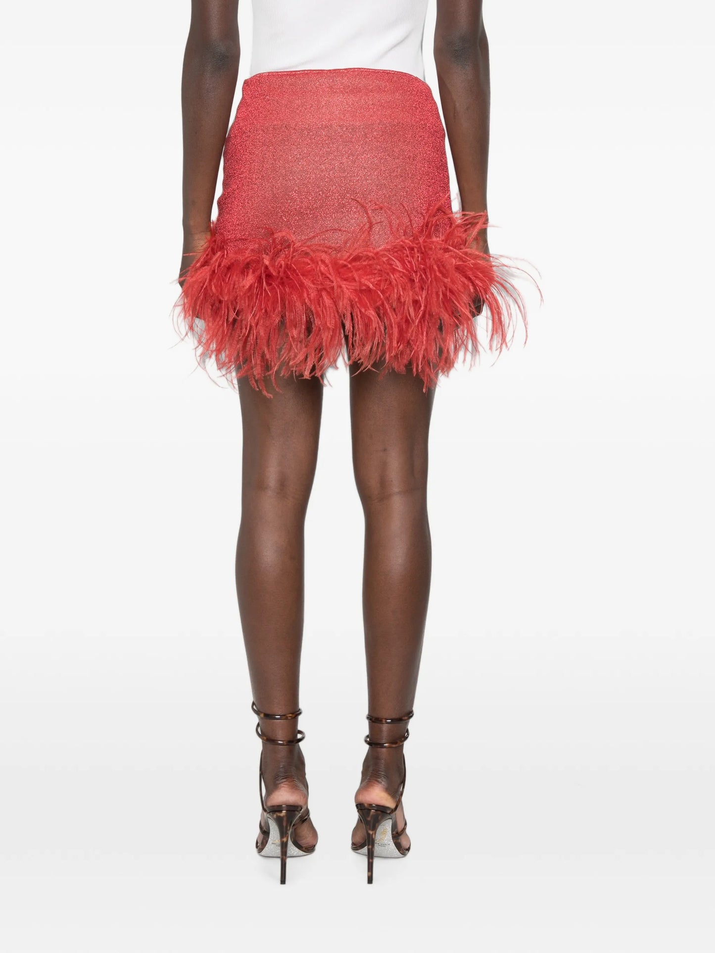 LUMIÈRE SHIRT & PLUMAGE SKIRT SET -Coral