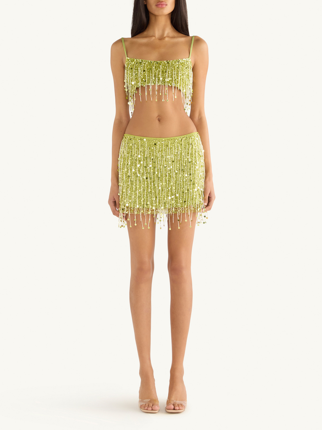 Yasmin Hand Beaded Set - Chartreuse