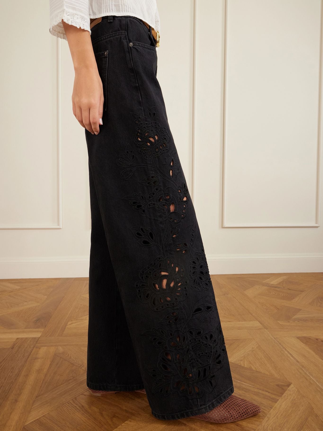 Richelieu high-rise wide leg Denim pants