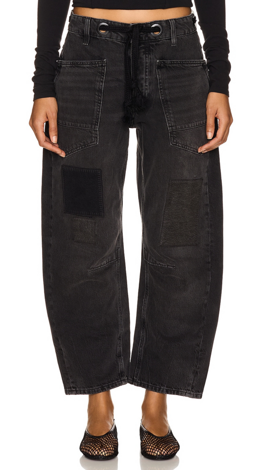 Moxie Low Slung Pull On Barrel Wide Leg-Night Hawk