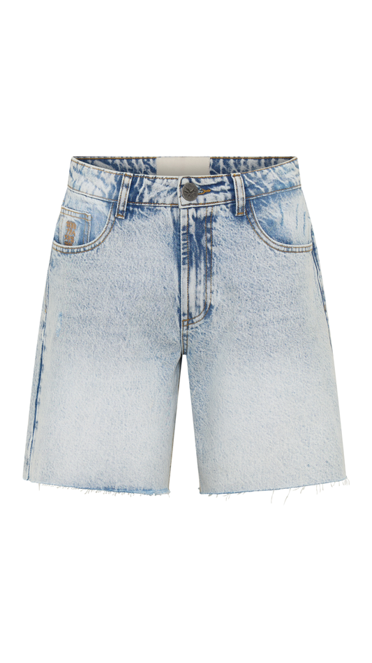 Jackson Mid Waist Wide Leg Shorts - Whisper Blue