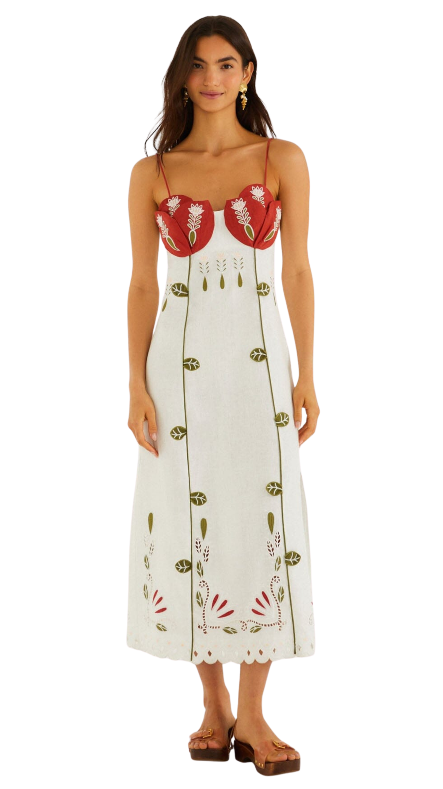 Off-White Tulip Richelieu Embroidered Midi Dress