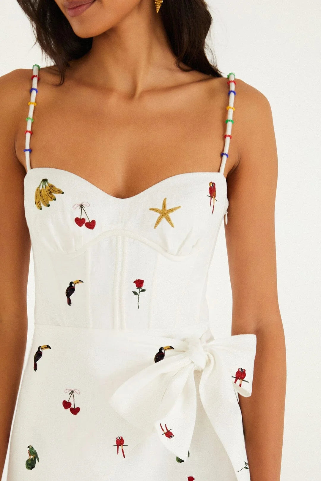 Off-White Cool Day Embroidered Beaded Mini Dress