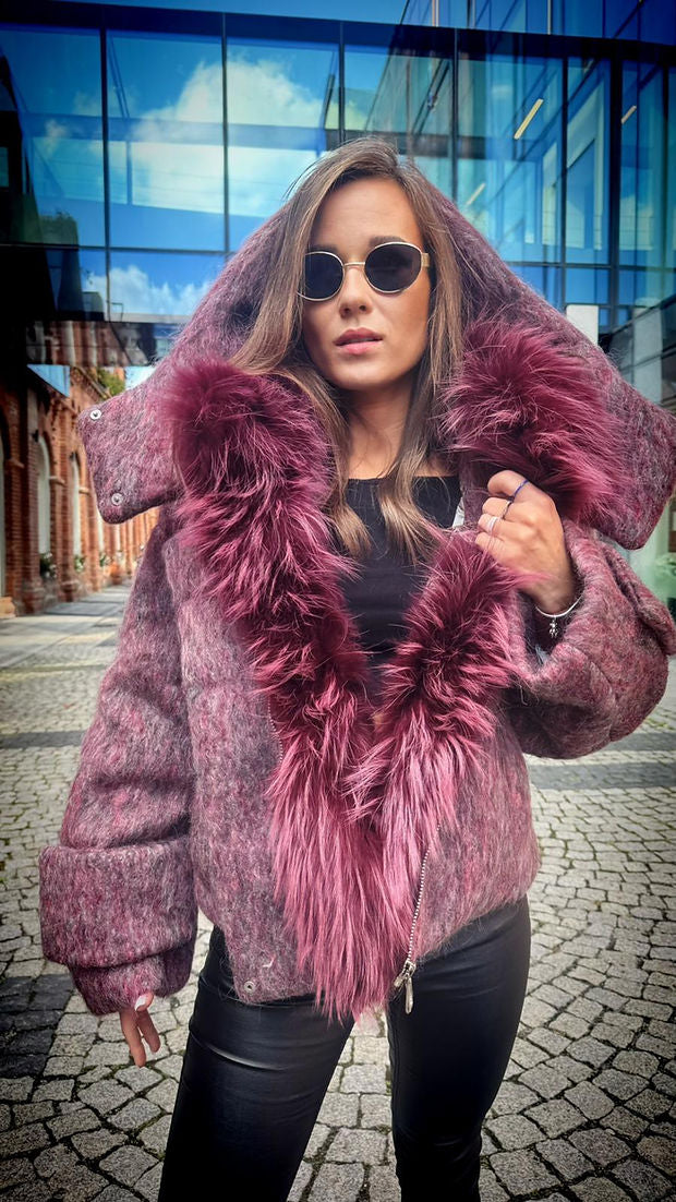 Merlot Silver Fox Fur Jacket